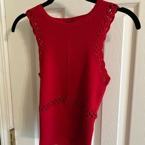 Express Red Crochet Detail Tank Top